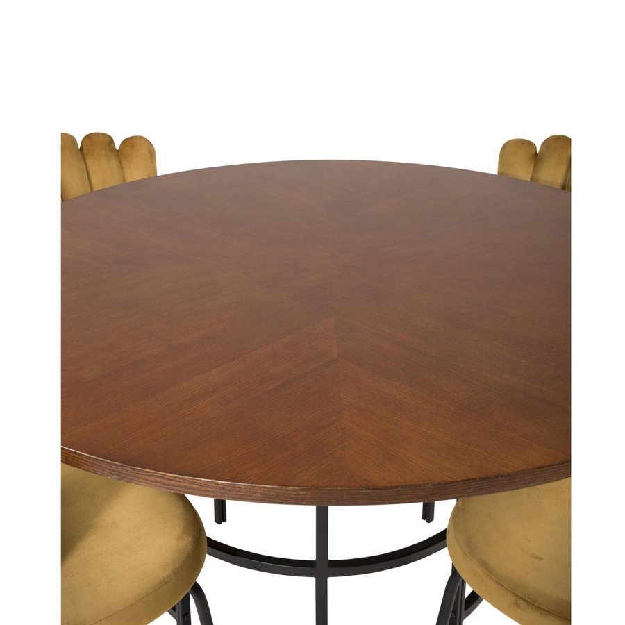 VENTURE DESIGN Copenhagen spisebordsst, m. 4 stole - brun finer/sort metal og gul fljl/sort metal