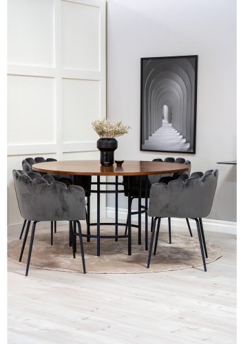 VENTURE DESIGN Copenhagen spisebordsst, m. 4 stole - brun finer/sort metal og gr fljl/sort metal