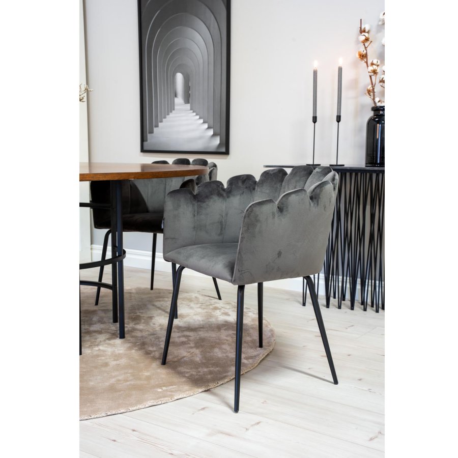 VENTURE DESIGN Copenhagen spisebordsst, m. 4 stole - brun finer/sort metal og gr fljl/sort metal