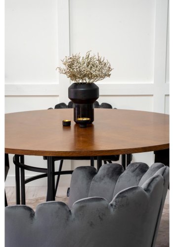 VENTURE DESIGN Copenhagen spisebordsst, m. 4 stole - brun finer/sort metal og gr fljl/sort metal