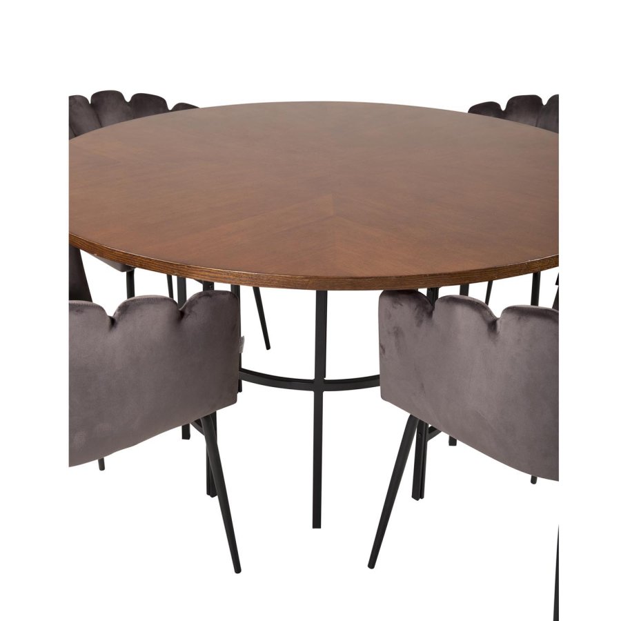 VENTURE DESIGN Copenhagen spisebordsst, m. 4 stole - brun finer/sort metal og gr fljl/sort metal