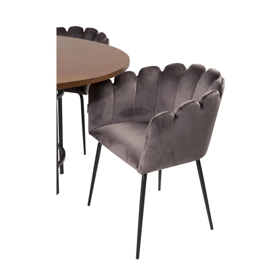 VENTURE DESIGN Copenhagen spisebordsst, m. 4 stole - brun finer/sort metal og gr fljl/sort metal
