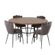 VENTURE DESIGN Copenhagen spisebordsst, m. 4 stole - brun finer/sort metal og gr fljl/sort metal
