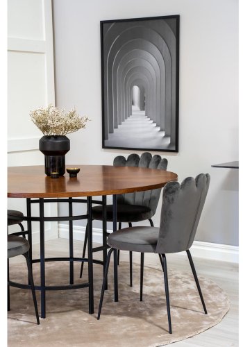 VENTURE DESIGN Copenhagen spisebordsst, m. 4 stole - brun finer/sort metal og gr fljl/sort metal