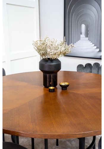 VENTURE DESIGN Copenhagen spisebordsst, m. 4 stole - brun finer/sort metal og gr fljl/sort metal