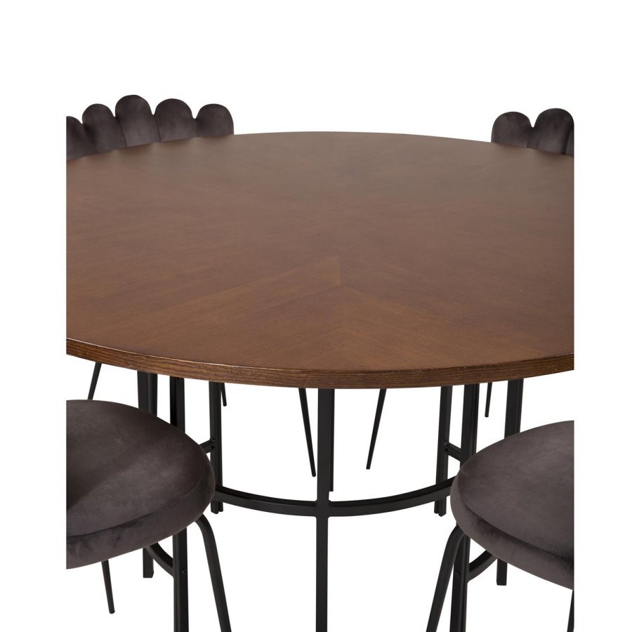 VENTURE DESIGN Copenhagen spisebordsst, m. 4 stole - brun finer/sort metal og gr fljl/sort metal