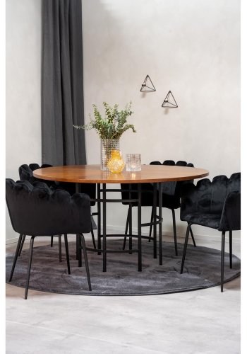 VENTURE DESIGN Copenhagen spisebordsst, m. 4 stole - brun finer/sort metal og sort fljl/sort metal