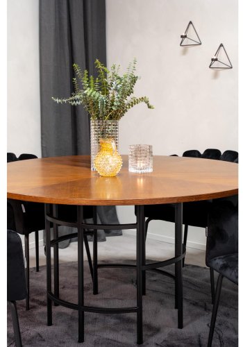 VENTURE DESIGN Copenhagen spisebordsst, m. 4 stole - brun finer/sort metal og sort fljl/sort metal