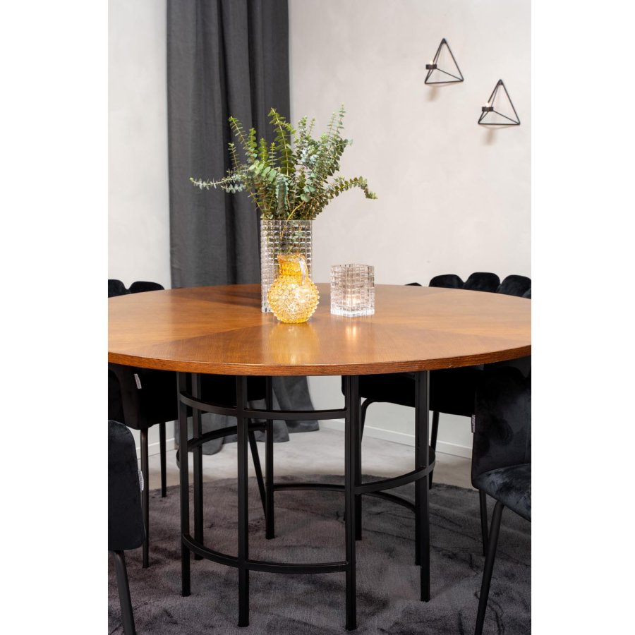 VENTURE DESIGN Copenhagen spisebordsst, m. 4 stole - brun finer/sort metal og sort fljl/sort metal