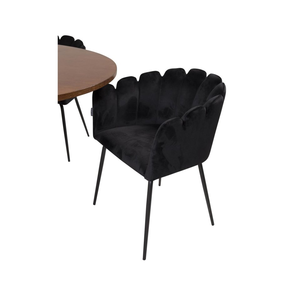 VENTURE DESIGN Copenhagen spisebordsst, m. 4 stole - brun finer/sort metal og sort fljl/sort metal