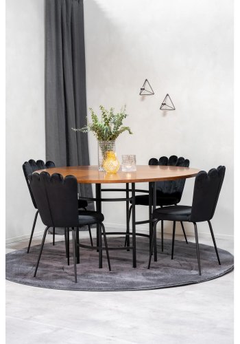 VENTURE DESIGN Copenhagen spisebordsst, m. 4 stole - brun finer/sort metal og sort fljl/sort metal