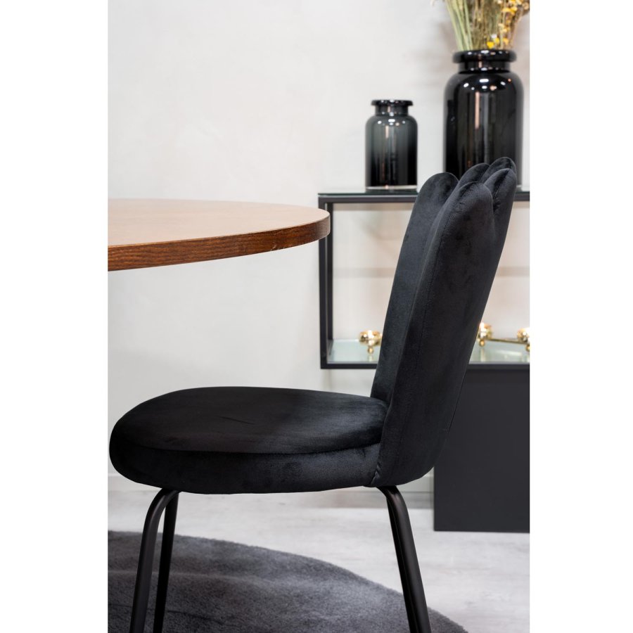 VENTURE DESIGN Copenhagen spisebordsst, m. 4 stole - brun finer/sort metal og sort fljl/sort metal