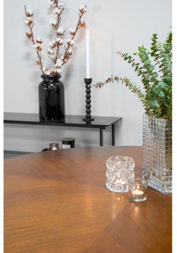 VENTURE DESIGN Copenhagen spisebordsst, m. 4 stole - brun finer/sort metal og sort fljl/sort metal