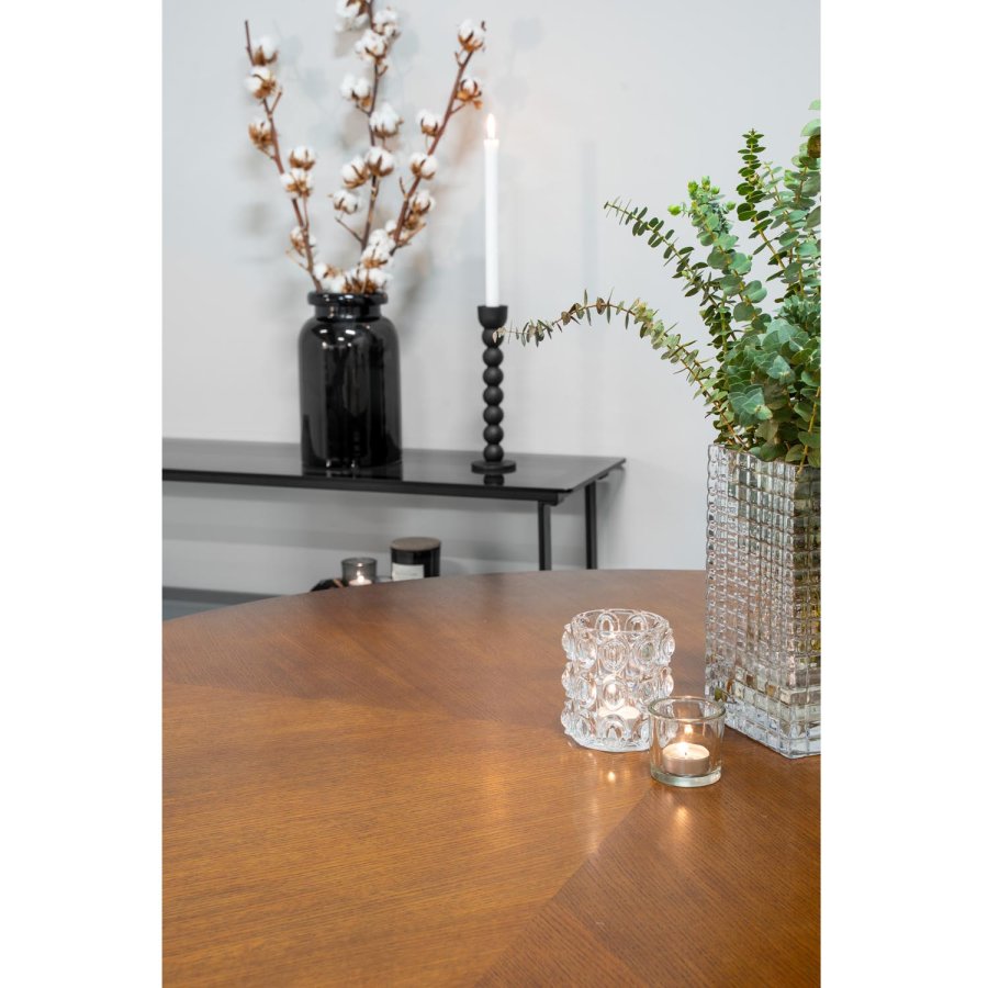 VENTURE DESIGN Copenhagen spisebordsst, m. 4 stole - brun finer/sort metal og sort fljl/sort metal