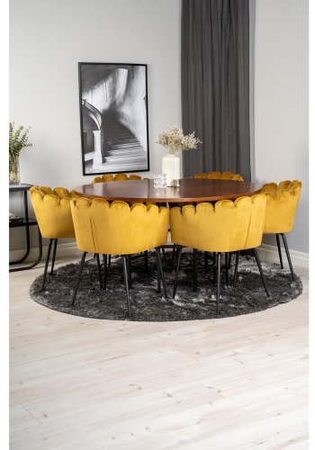 VENTURE DESIGN Copenhagen spisebordsst, m. 4 stole - brun finer/sort metal og gul fljl/sort metal