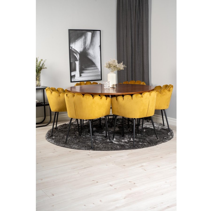 VENTURE DESIGN Copenhagen spisebordsst, m. 4 stole - brun finer/sort metal og gul fljl/sort metal