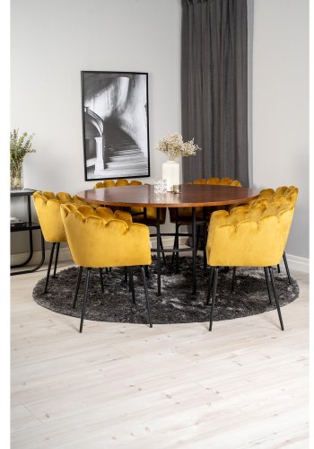 VENTURE DESIGN Copenhagen spisebordsst, m. 4 stole - brun finer/sort metal og gul fljl/sort metal