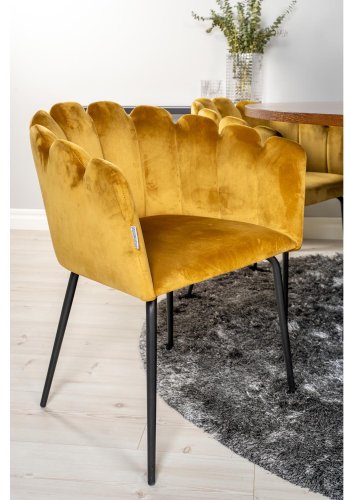 VENTURE DESIGN Copenhagen spisebordsst, m. 4 stole - brun finer/sort metal og gul fljl/sort metal