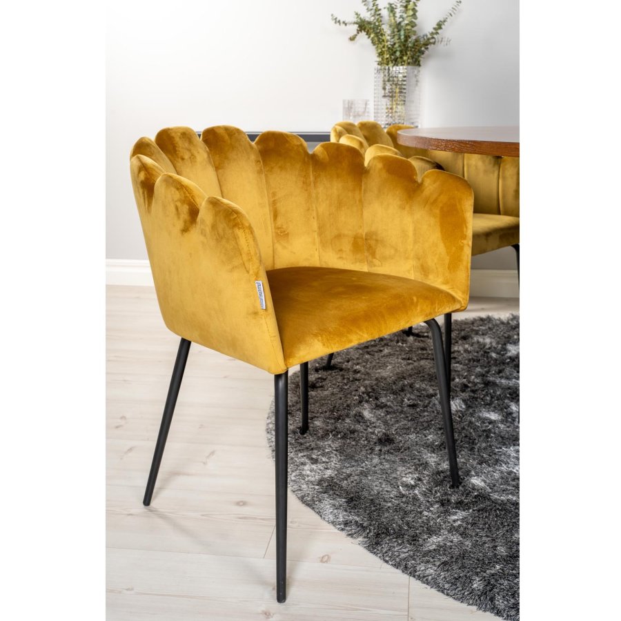 VENTURE DESIGN Copenhagen spisebordsst, m. 4 stole - brun finer/sort metal og gul fljl/sort metal