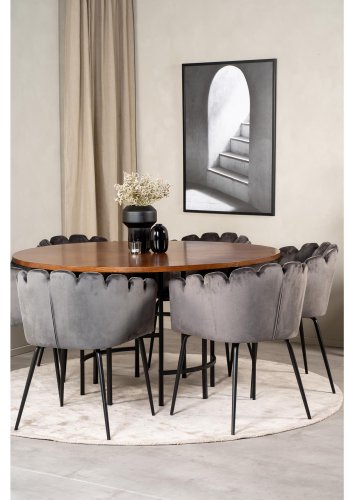 VENTURE DESIGN Copenhagen spisebordsst, m. 4 stole - brun finer/sort metal og gr fljl/sort metal