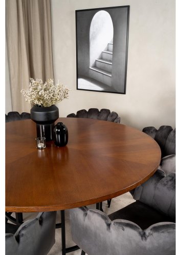 VENTURE DESIGN Copenhagen spisebordsst, m. 4 stole - brun finer/sort metal og gr fljl/sort metal