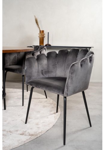 VENTURE DESIGN Copenhagen spisebordsst, m. 4 stole - brun finer/sort metal og gr fljl/sort metal