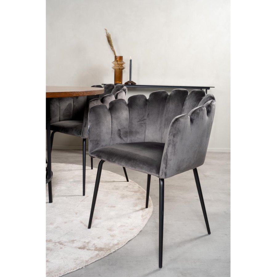 VENTURE DESIGN Copenhagen spisebordsst, m. 4 stole - brun finer/sort metal og gr fljl/sort metal