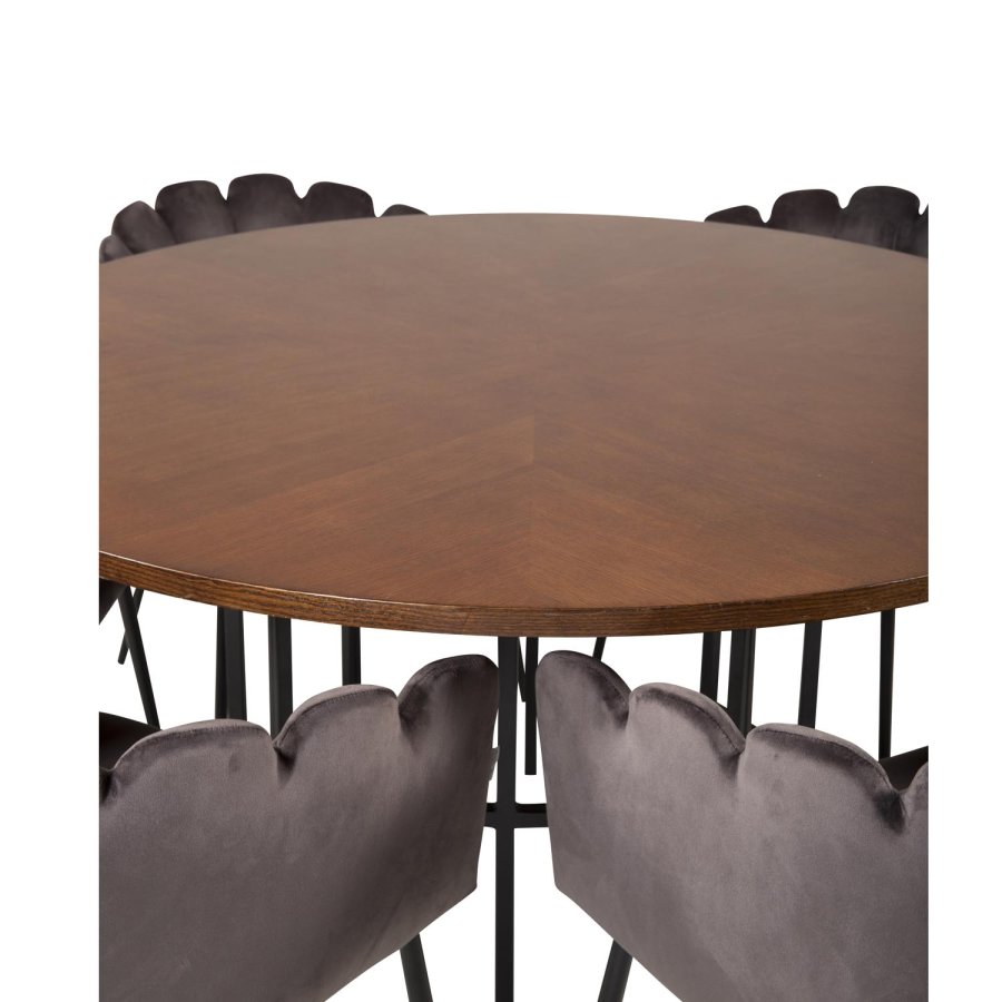 VENTURE DESIGN Copenhagen spisebordsst, m. 4 stole - brun finer/sort metal og gr fljl/sort metal