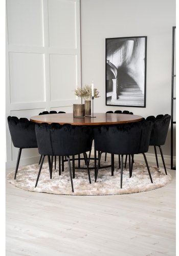 VENTURE DESIGN Copenhagen spisebordsst, m. 4 stole - brun finer/sort metal og sort fljl/sort metal