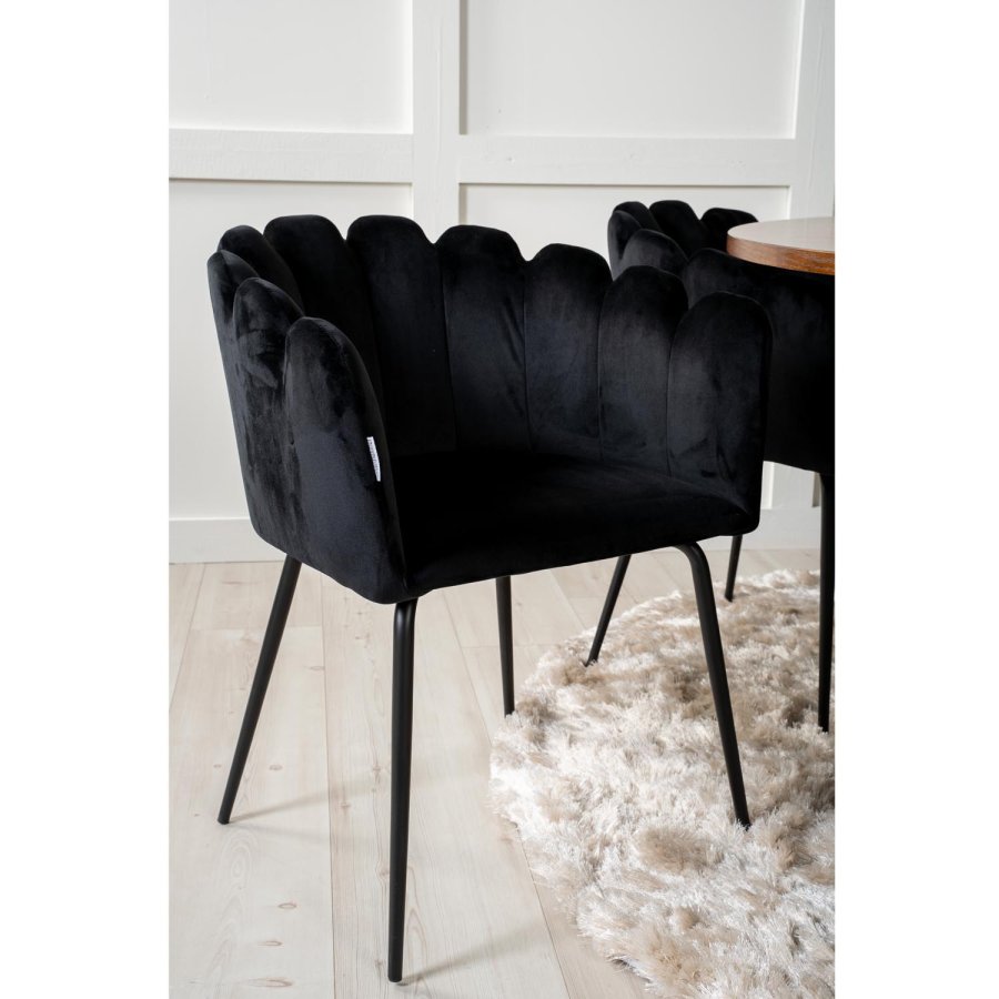 VENTURE DESIGN Copenhagen spisebordsst, m. 4 stole - brun finer/sort metal og sort fljl/sort metal