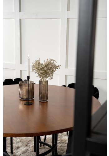 VENTURE DESIGN Copenhagen spisebordsst, m. 4 stole - brun finer/sort metal og sort fljl/sort metal