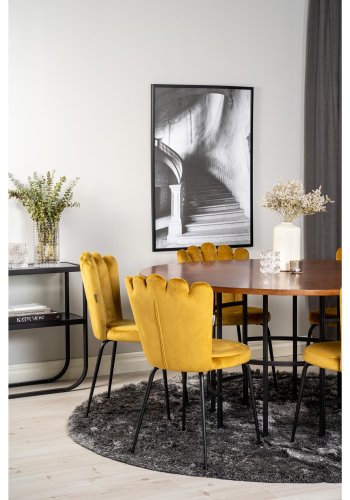 VENTURE DESIGN Copenhagen spisebordsst, m. 4 stole - brun finer/sort metal og gul fljl/sort metal
