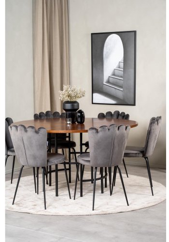 VENTURE DESIGN Copenhagen spisebordsst, m. 4 stole - brun finer/sort metal og gr fljl/sort metal