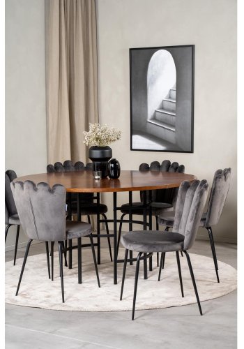 VENTURE DESIGN Copenhagen spisebordsst, m. 4 stole - brun finer/sort metal og gr fljl/sort metal