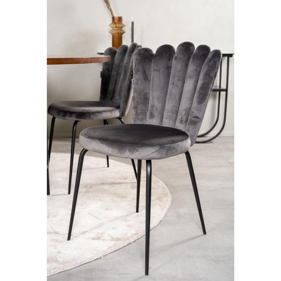 VENTURE DESIGN Copenhagen spisebordsst, m. 4 stole - brun finer/sort metal og gr fljl/sort metal