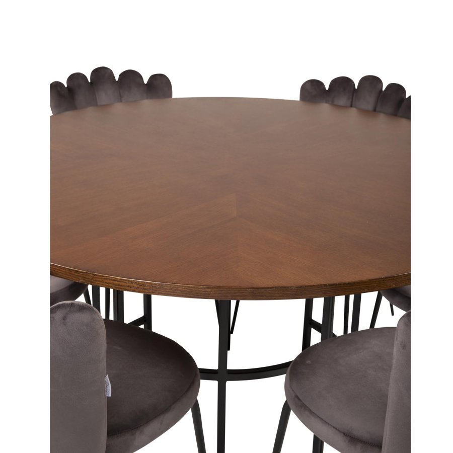 VENTURE DESIGN Copenhagen spisebordsst, m. 4 stole - brun finer/sort metal og gr fljl/sort metal