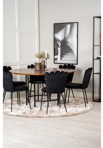 VENTURE DESIGN Copenhagen spisebordsst, m. 4 stole - brun finer/sort metal og sort fljl/sort metal