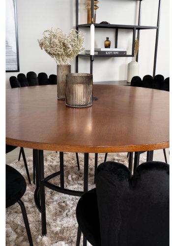 VENTURE DESIGN Copenhagen spisebordsst, m. 4 stole - brun finer/sort metal og sort fljl/sort metal