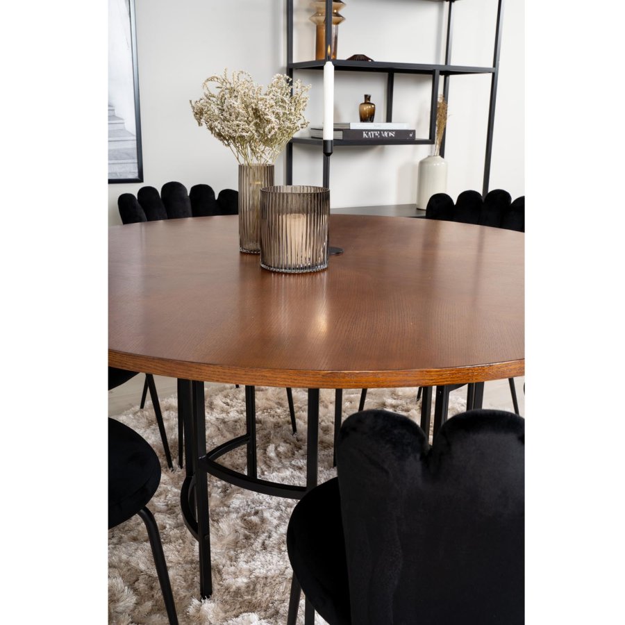 VENTURE DESIGN Copenhagen spisebordsst, m. 4 stole - brun finer/sort metal og sort fljl/sort metal