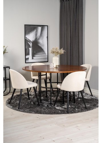 VENTURE DESIGN Copenhagen spisebordsst, m. 4 stole - brun finer/sort metal, beige fljl/sort metal