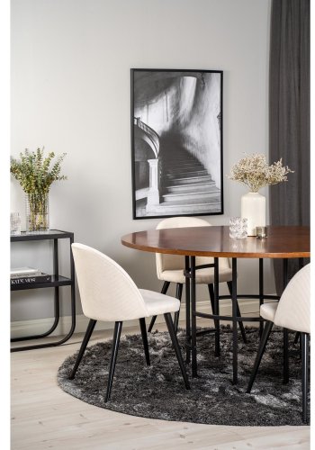 VENTURE DESIGN Copenhagen spisebordsst, m. 4 stole - brun finer/sort metal, beige fljl/sort metal