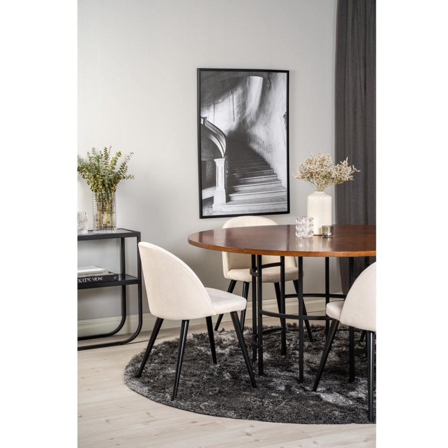 VENTURE DESIGN Copenhagen spisebordsst, m. 4 stole - brun finer/sort metal, beige fljl/sort metal