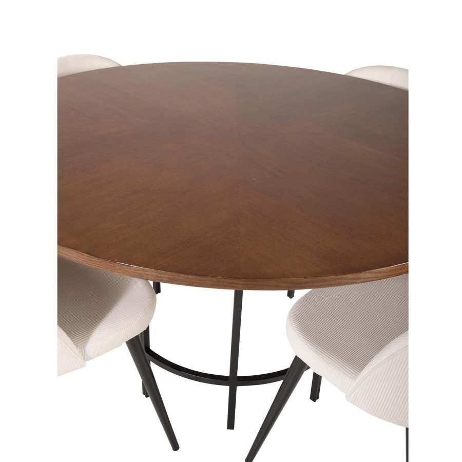 VENTURE DESIGN Copenhagen spisebordsst, m. 4 stole - brun finer/sort metal, beige fljl/sort metal