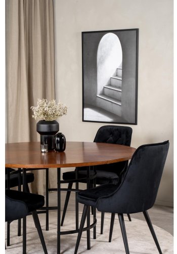 VENTURE DESIGN Copenhagen spisebordsst, m. 4 stole - brun finer/sort metal og sort fljl/sort metal