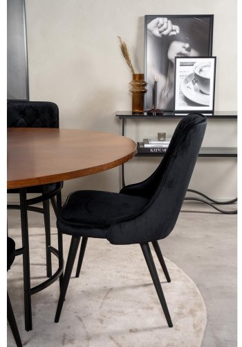 VENTURE DESIGN Copenhagen spisebordsst, m. 4 stole - brun finer/sort metal og sort fljl/sort metal