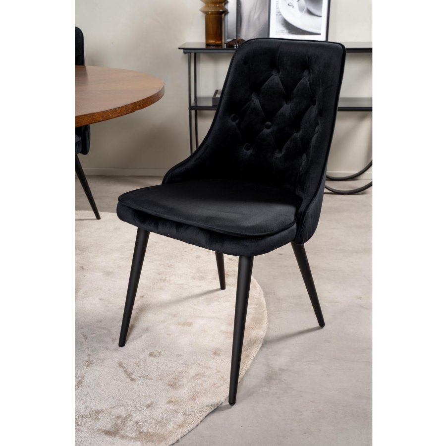 VENTURE DESIGN Copenhagen spisebordsst, m. 4 stole - brun finer/sort metal og sort fljl/sort metal