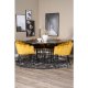VENTURE DESIGN Copenhagen spisebordsst, m. 4 stole - sort finer/sort metal og gul fljl/sort metal