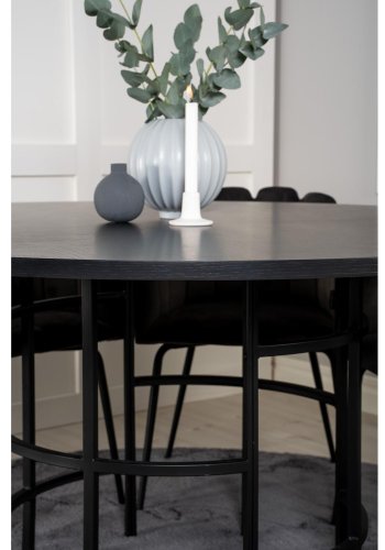 VENTURE DESIGN Copenhagen spisebordsst, m. 4 stole - sort finer/sort metal og gr fljl/sort metal