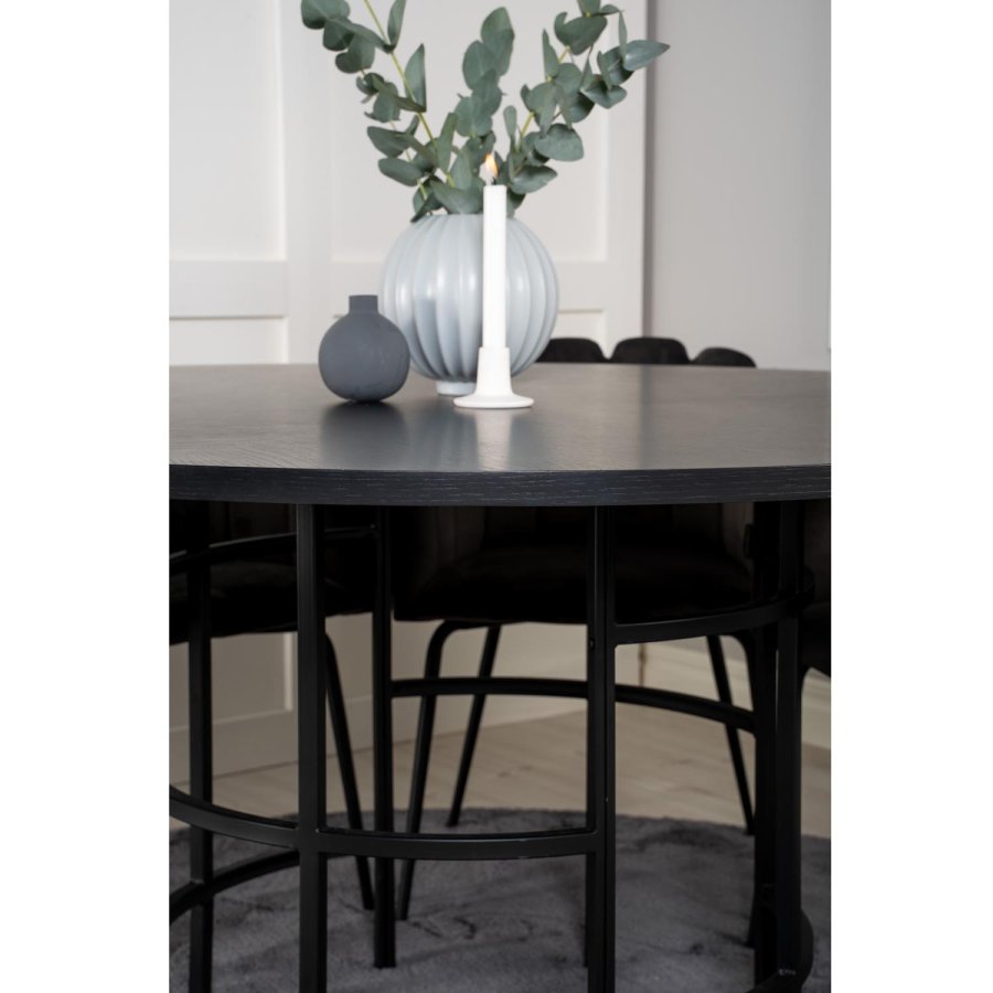 VENTURE DESIGN Copenhagen spisebordsst, m. 4 stole - sort finer/sort metal og gr fljl/sort metal