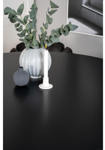 VENTURE DESIGN Copenhagen spisebordsst, m. 4 stole - sort finer/sort metal og gr fljl/sort metal